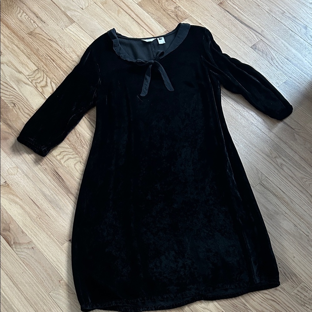 J. Jill Black Velvet Long Sleeve Dress